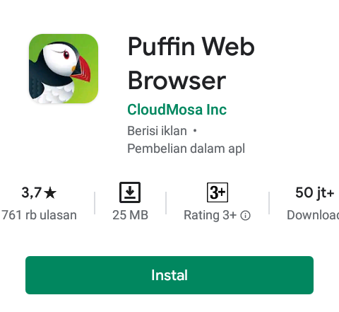 Aplikasi Penelusur Web Puffin, Puffin Web Browser, Puffin Web Browser Aplikasi browser dengan 50 juta lebih pengguna