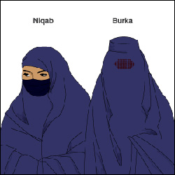 BBC graphic showing difference between the niqab and burqa.