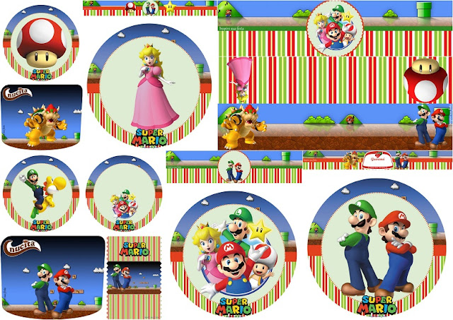 Fiesta de Super Mario Bros: Toppers y Etiquetas para Candy Bar para Imprimir Gratis.