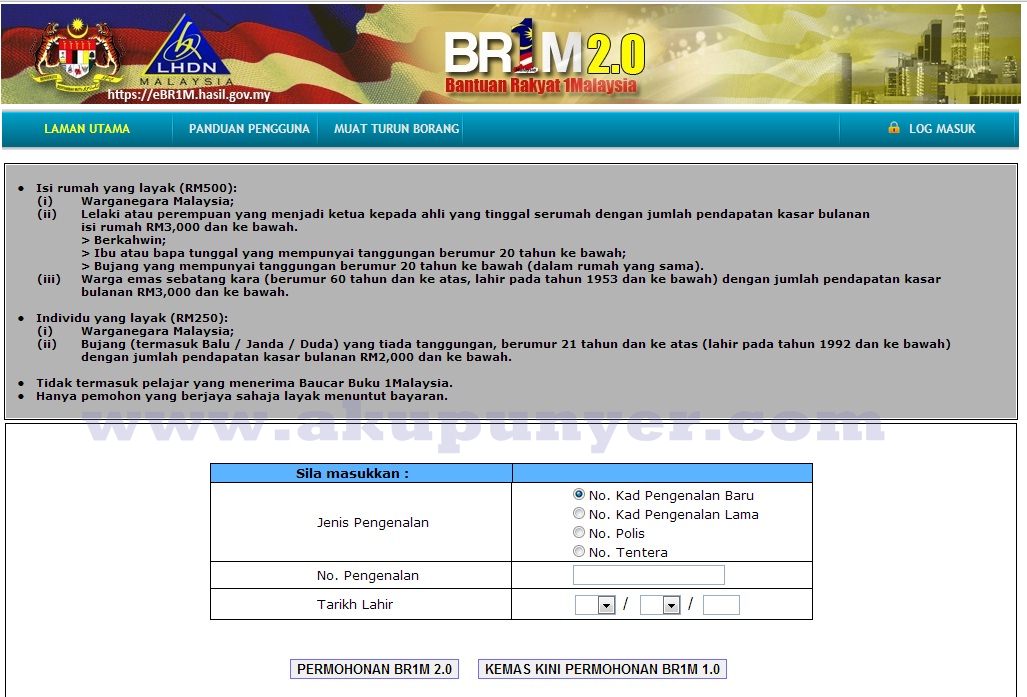 Laman Web BR1M 2.0  Borang Online BR1M 2.0  OH BULETIN 