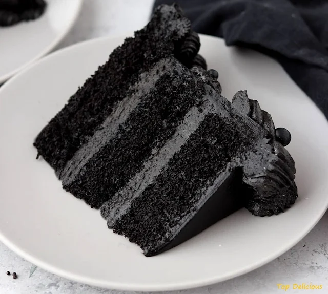 portion of black velvet cake