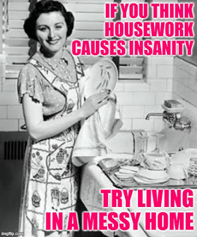 If you think housework causes insanity, try living in a messy home. Housework Housewife Meme by JenExx