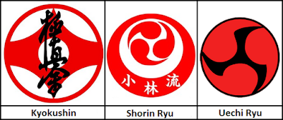 Lambang / logo 3 Aliran Besar Karate: Kyokushin, Shorin Ryu, dan Uechi Ryu