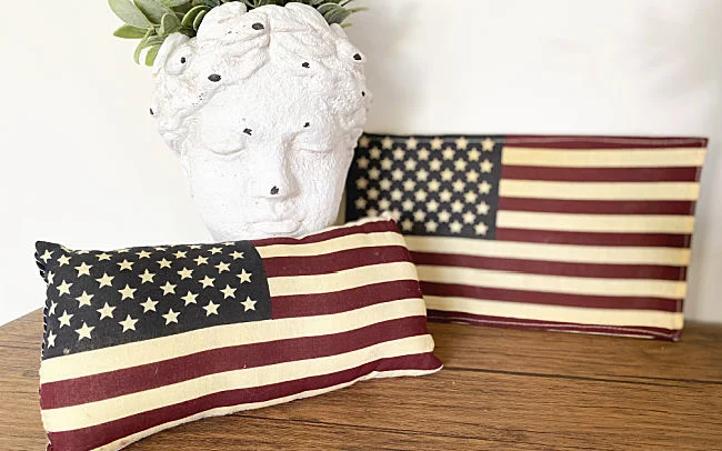 American flag shelf sitter and flag pillow