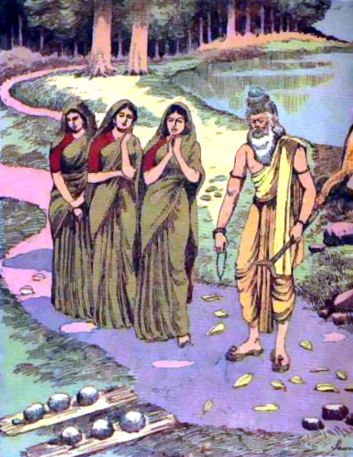 Vasishta guiding royal mothers on path