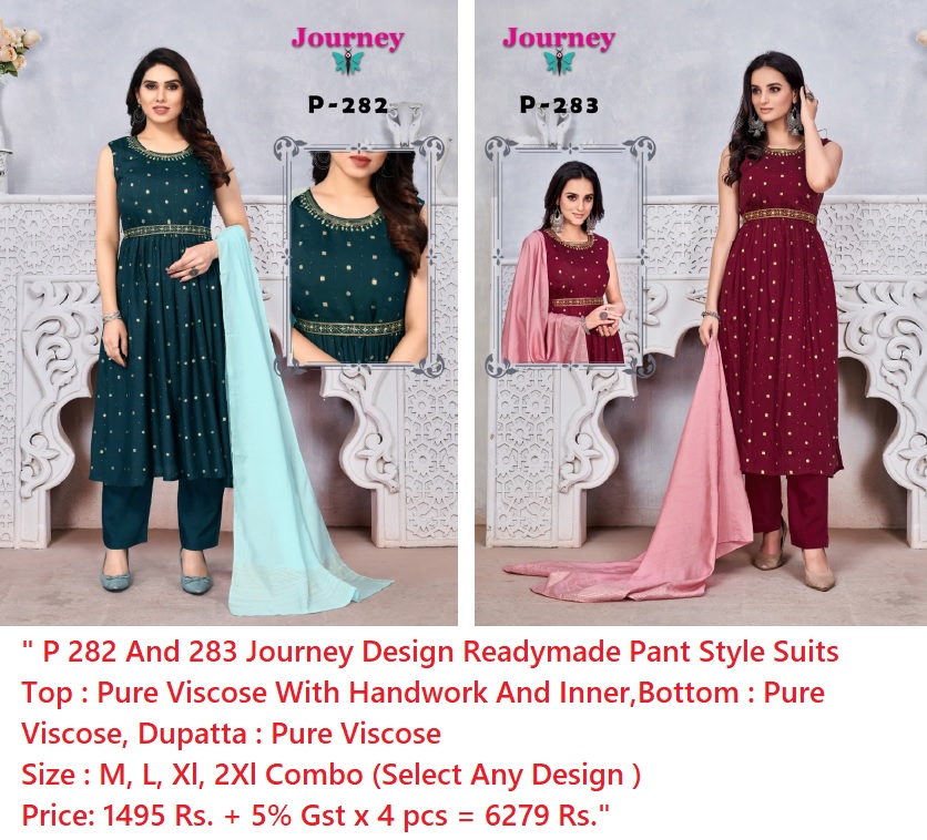 Buy Viscose Heavy Work P 282 And 283 Journey Design Readymad