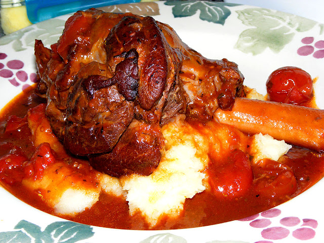 Homemade lamb shanks in red wine. Photo by Loire Valley Time Travel.