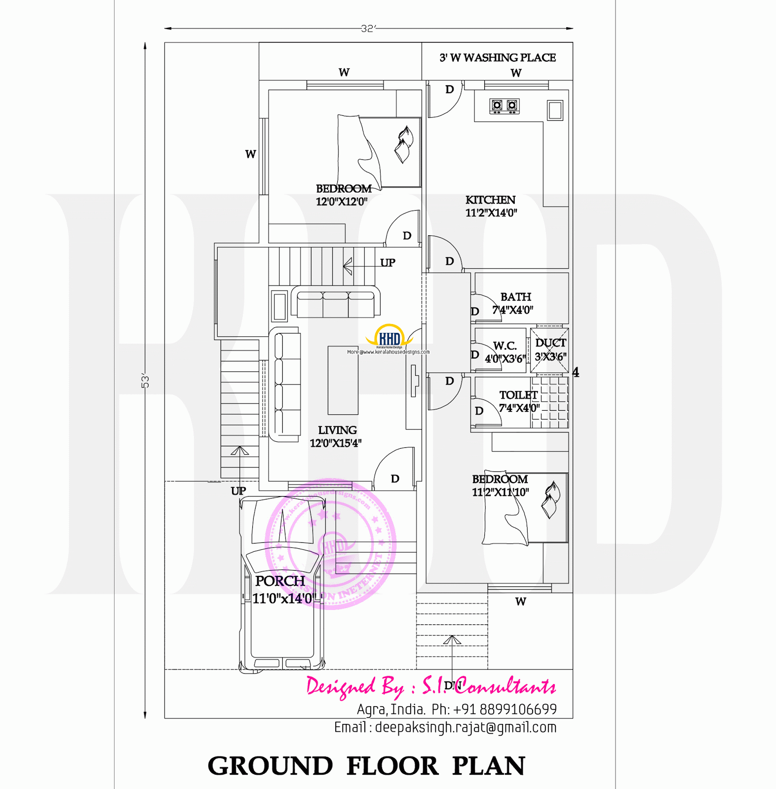  Floor  plan  and elevation of modern Indian  house  design 