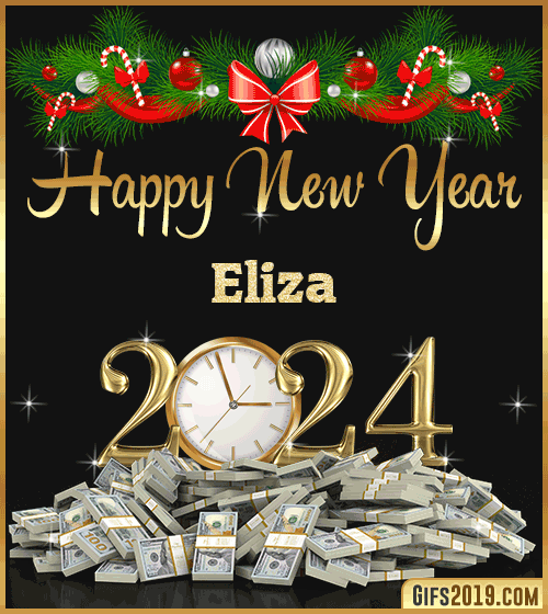 Happy New Year 2024 gif wishes animated for Eliza