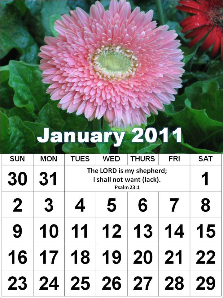 calendar january 2011. Christian January 2011