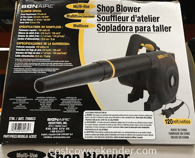 Costco 708823 - Bon-Aire Multi-Use Shop Blower makes cleanup fast and convenient