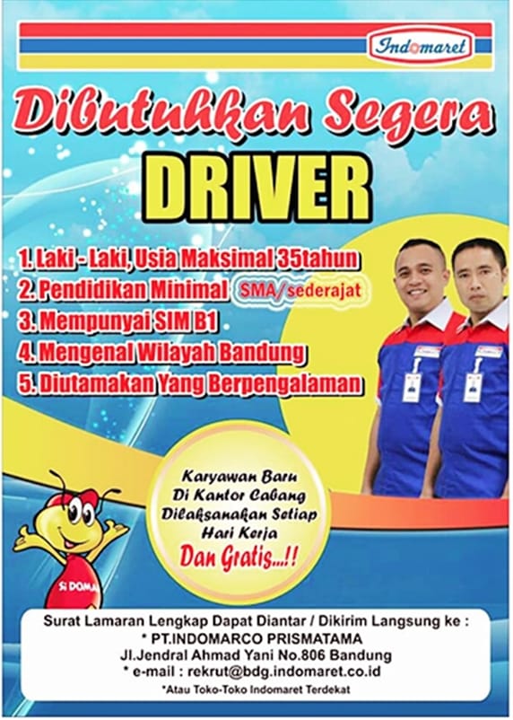 Lowongan Kerja Supir Driver Indomaret Lowongan Kerja Terbaru Indonesia 2021