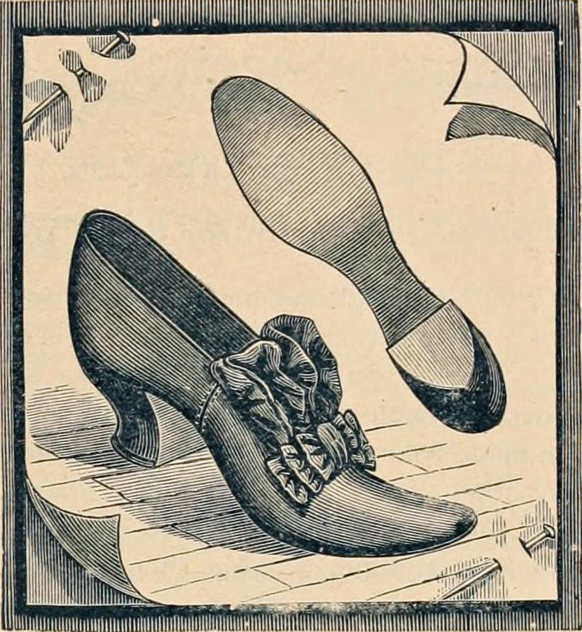 Vintage Ephemera: Catalog engraving, ladies shoe,1886