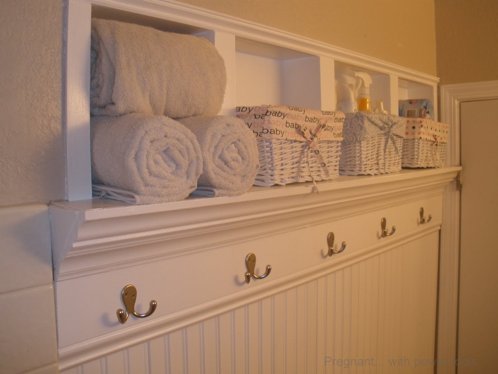 Remodelaholic | Creating Beautiful Storage Space Within Bathroom Walls