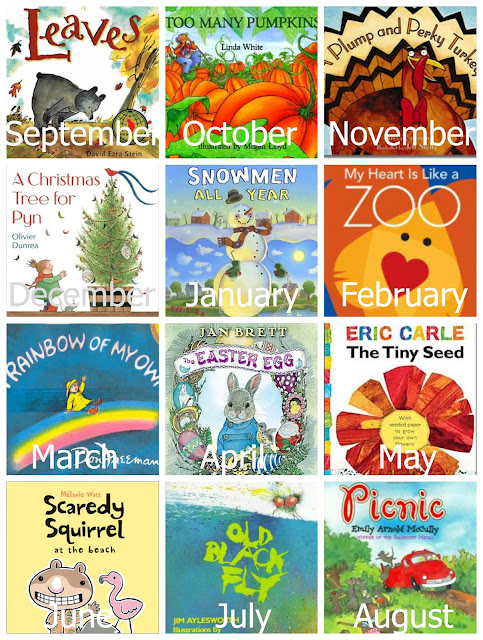 Themed preschool books and activities for each month of the year