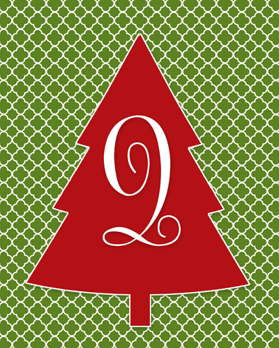 Free Monogram Christmas Tree Printable | Letters A-Z available | Instant Downloads