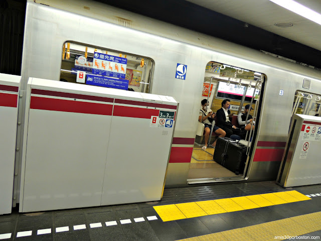 Pasajero del Metro de Tokio con Mascarilla