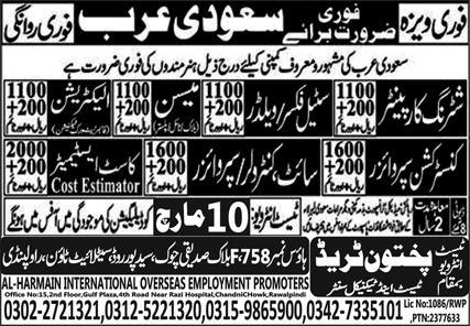 Construction Supervisor & Cost Estimator Jobs 2024