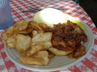 BBQ Pulled Pork Sandwich with Old Bay chips.