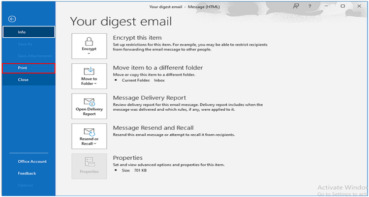 Save Office 365 Emails as PDF