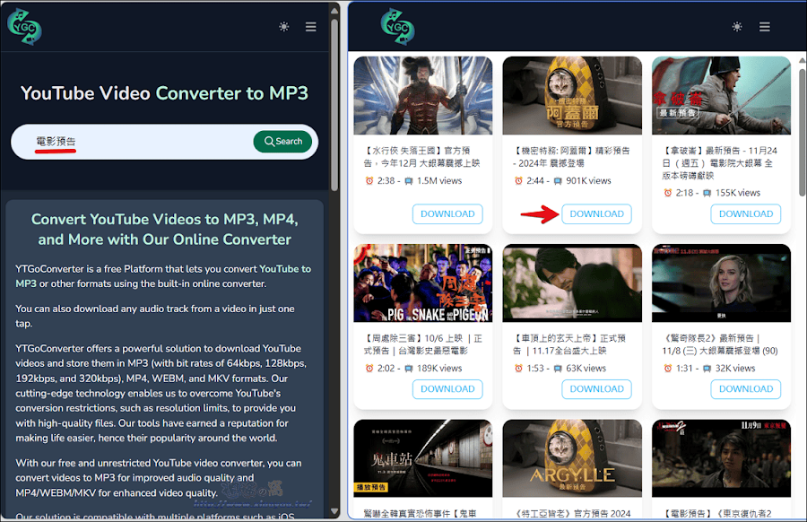YTGoConverter 免費線上YouTube影片/音樂下載器