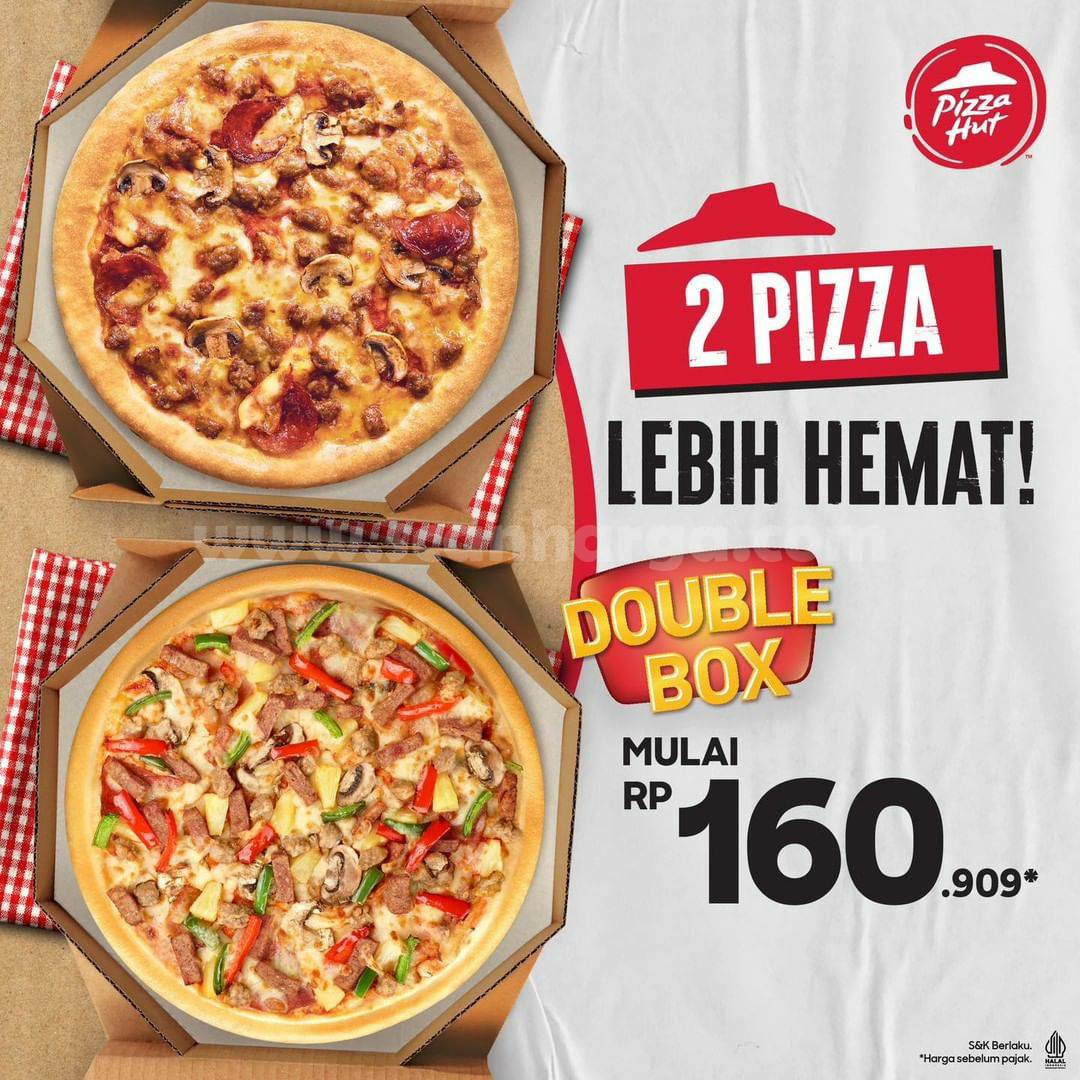 Promo PIZZA HUT DOUBLE BOX – Paket 2 PIZZA mulai Rp. 160.909