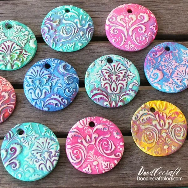 Which of these tie-dye like damask clay pendants is your favorite?