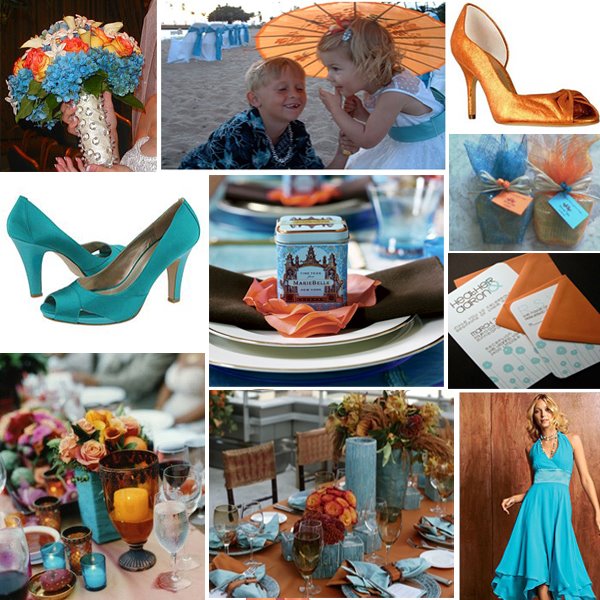 orange and aqua wedding ideas