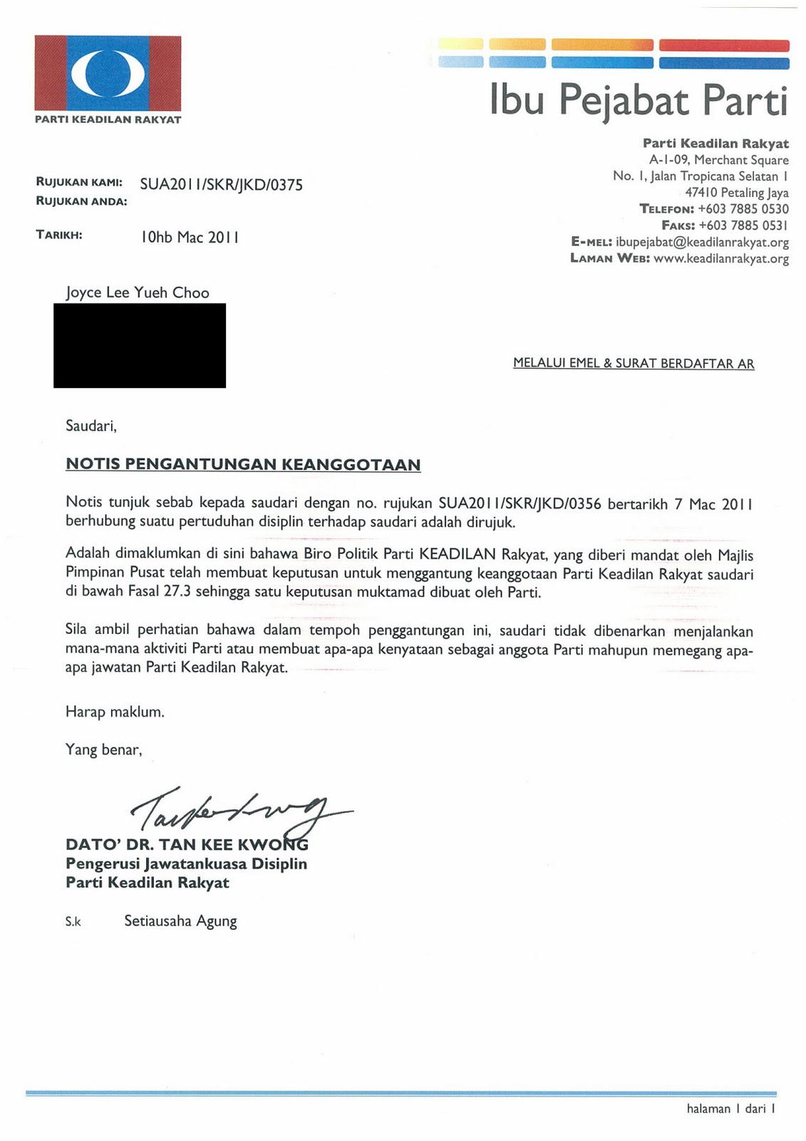 Aktivis Reformasi: Senior PKR member suspended by PKR ...