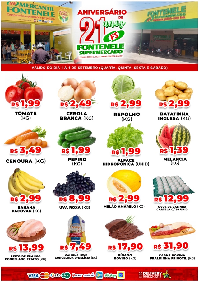 Aproveite as ofertas do aniversário de 21 anos do Fontenele Supermercado em Cocal