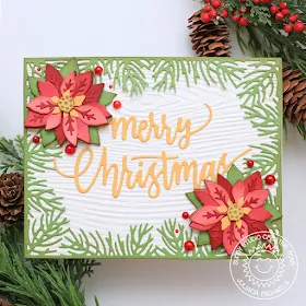 Sunny Studio Stamps: Layered Poinsettia Dies Christmas Garland Frame Dies Holiday Card by Juliana Michaels