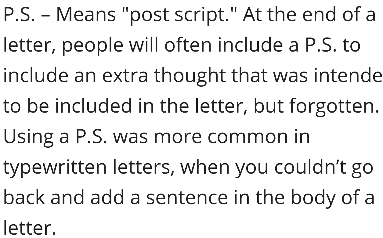 Meaning Of P S Abbreviation