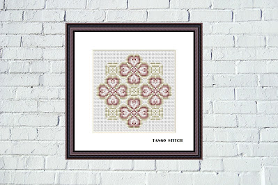 Cute beige cross stitch ornament embroidery pattern - Tango Stitch