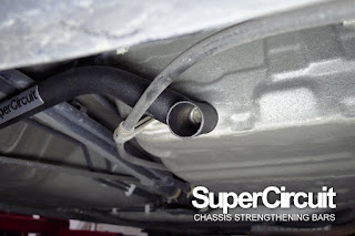 Closeup look of the SUPERCIRCUIT Rear Lower Bar installed to the Honda City GM2/GM3