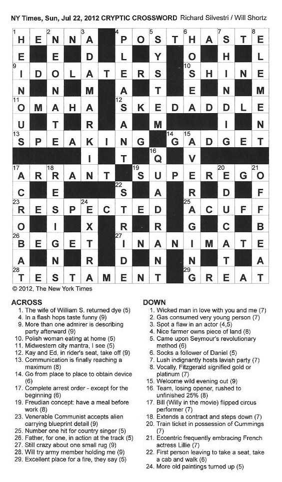 New York Times Sunday Crossword Take It From The Top