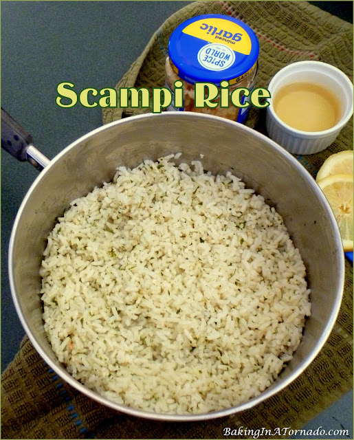 Scampi Rice, a perfect accompaniment to seafood, but this easy side dish pairs well with any meal. | recipe developed by www.BakingInATornado.com | #recipe #dinner