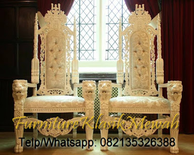 WHITE KING CHAIR FROM MAHOGANY-JEPARA EXPORT QUALITY-CLASSIC FURNITURE FRENCH 