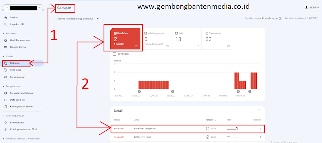 Melakukan validasi di kesalahan penghalihan di google search console