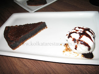 Chocolate Velvet Cake Vanilla Ice cream creme brulee at The Flying Monk in Kolkata
