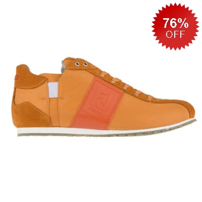 Fendi Leather Band Orange Men Sneakers