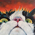 ORIGINAL CONTEMPORARY CAT PAINTING in OILS by OLGA WAGNER