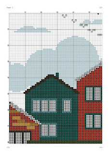 Houses cross stitch Colorful embroidery design - Tango Stitch