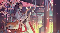 Anime Girl Kimono Cherry Blossom