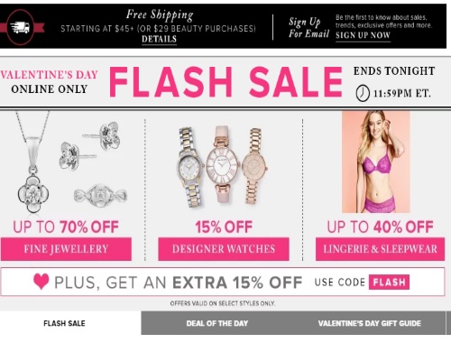 Hudson's Bay Flash Valentine's Day Deals 