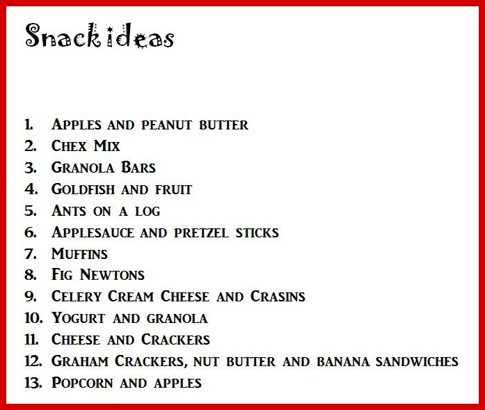 5 Day Menu Template Breakfast Lunch Snack