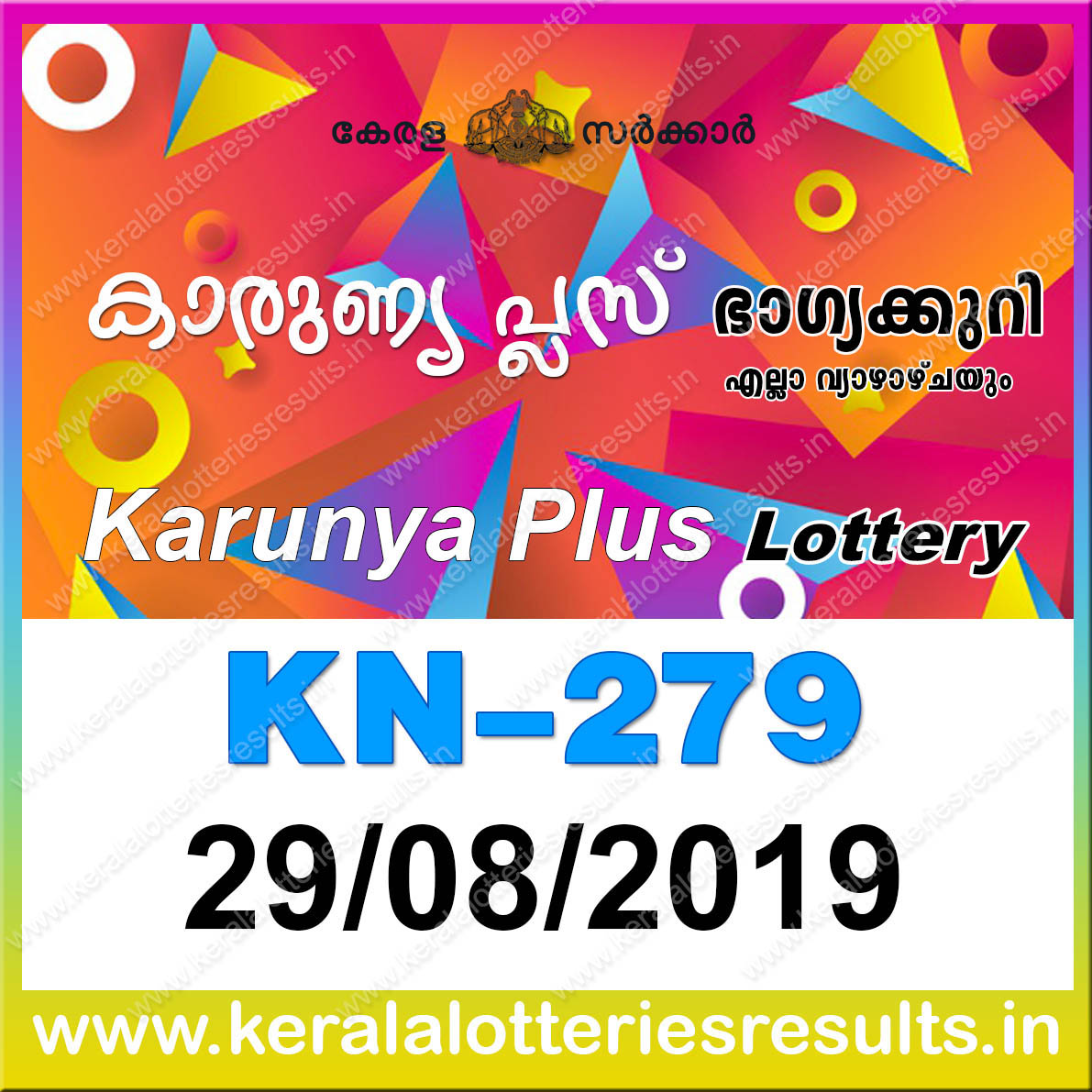 Kerala Lottery Result; 29-08-2019 Karunya Plus Lottery 
