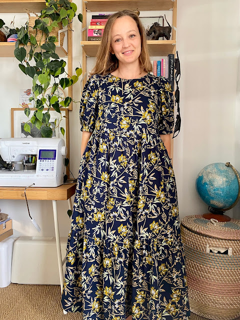 Craft House Everyday Dress in Rayon/Cotton Blend Iris Print from The Fabric Store