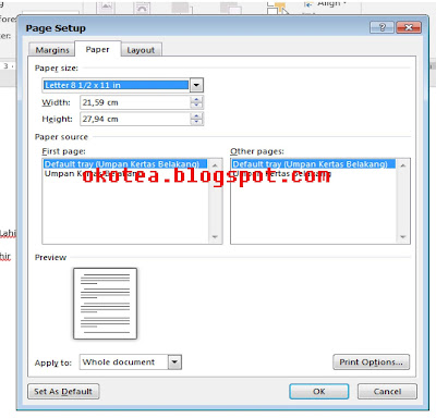 cara agar hasil print Legal tidak terpotong di Ms word