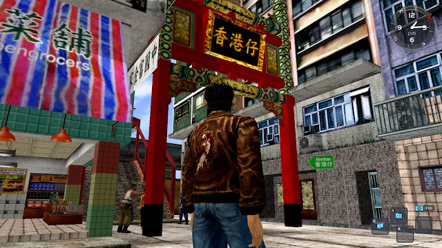 Shenmue II - Ryo walks around in a Chinese street of Wan Chai, Hong Kong.