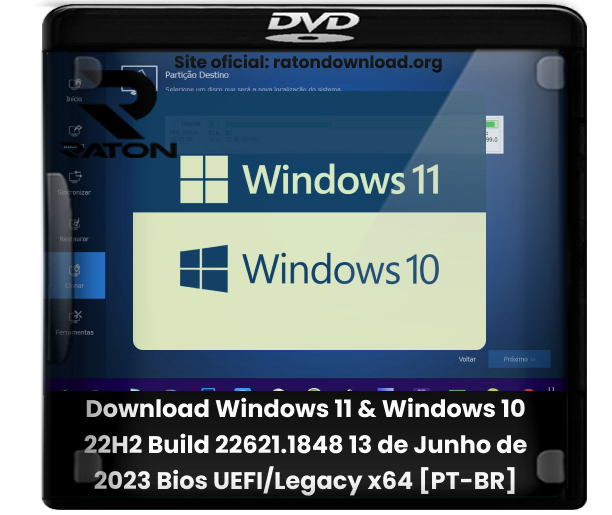 Raton Download - Desde 2007: Download Windows 11 Moment 3 Build 22621.1848  13 de Junho de 2023 Bios UEFI/Legacy x64 (Sem TPM) ISO/ESD Completa [PT-BR]